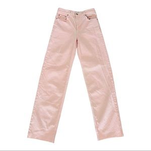 ZARA The New Daddy Mid Rise Straight Leg Raw Hem Midsummer Pink Jeans Size 4 NEW